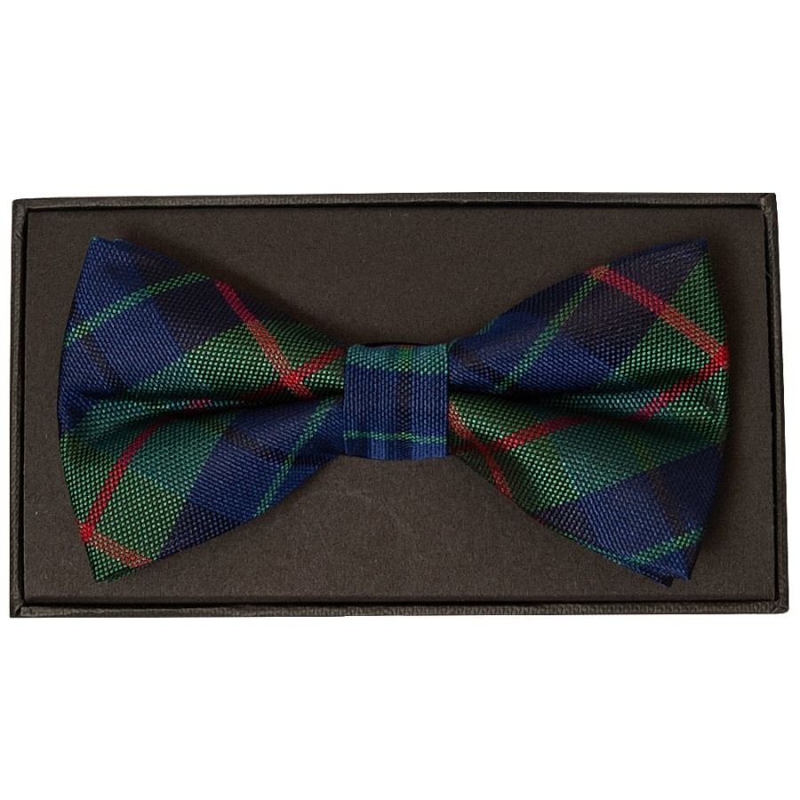 Green and Blue Tartan Silk Mens Bow Tie