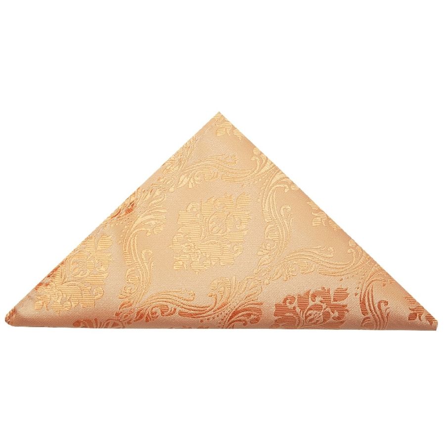 Peach Paisley Skinny Boys Tie and Pocket Square Set