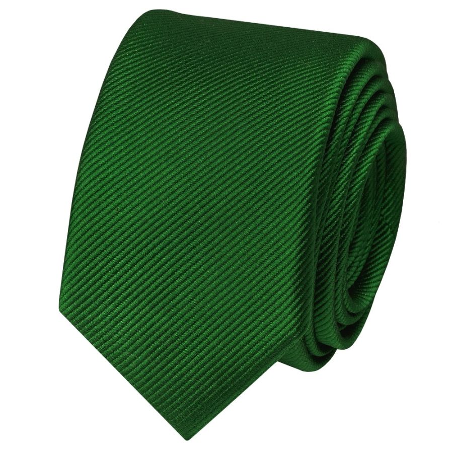 Green Silk Twill Skinny Mens Tie