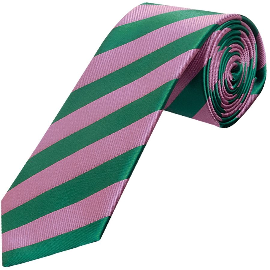 Pink and Green Striped Classic Men's Tie