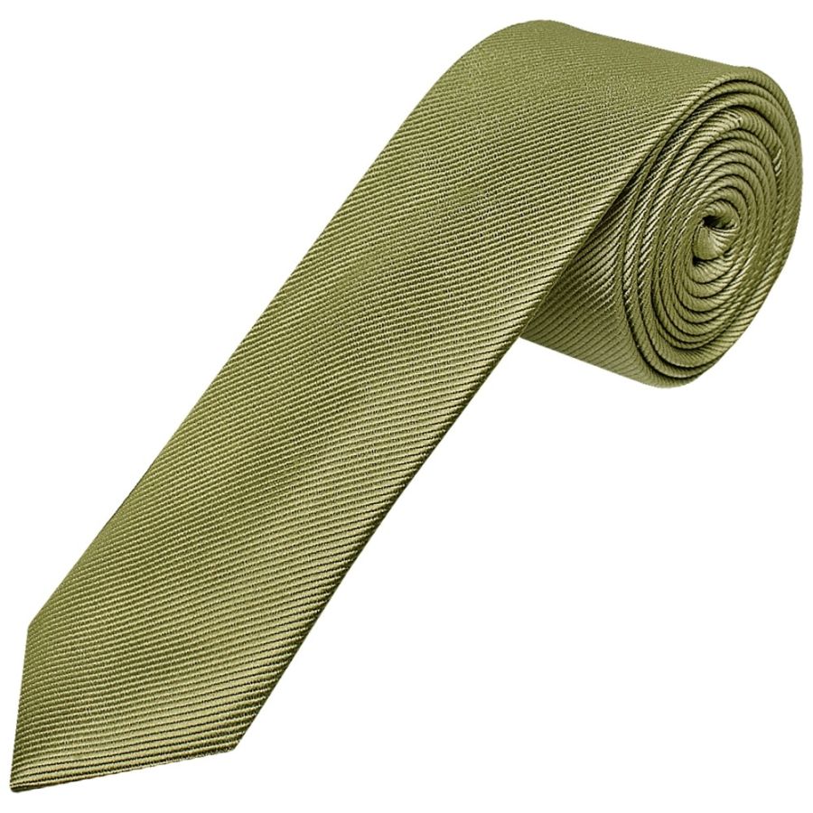 Khaki Silk Twill Skinny Mens Tie