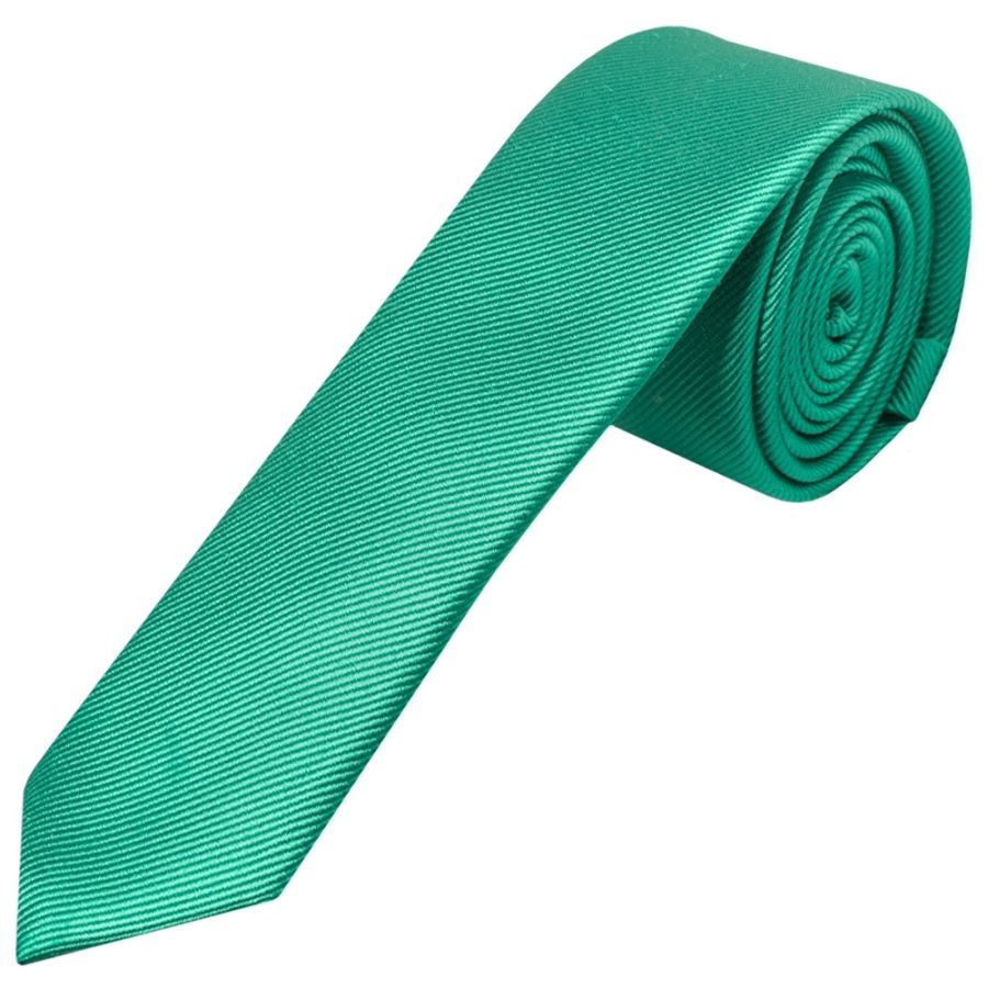 Emerald Green Silk Twill Skinny Mens Tie