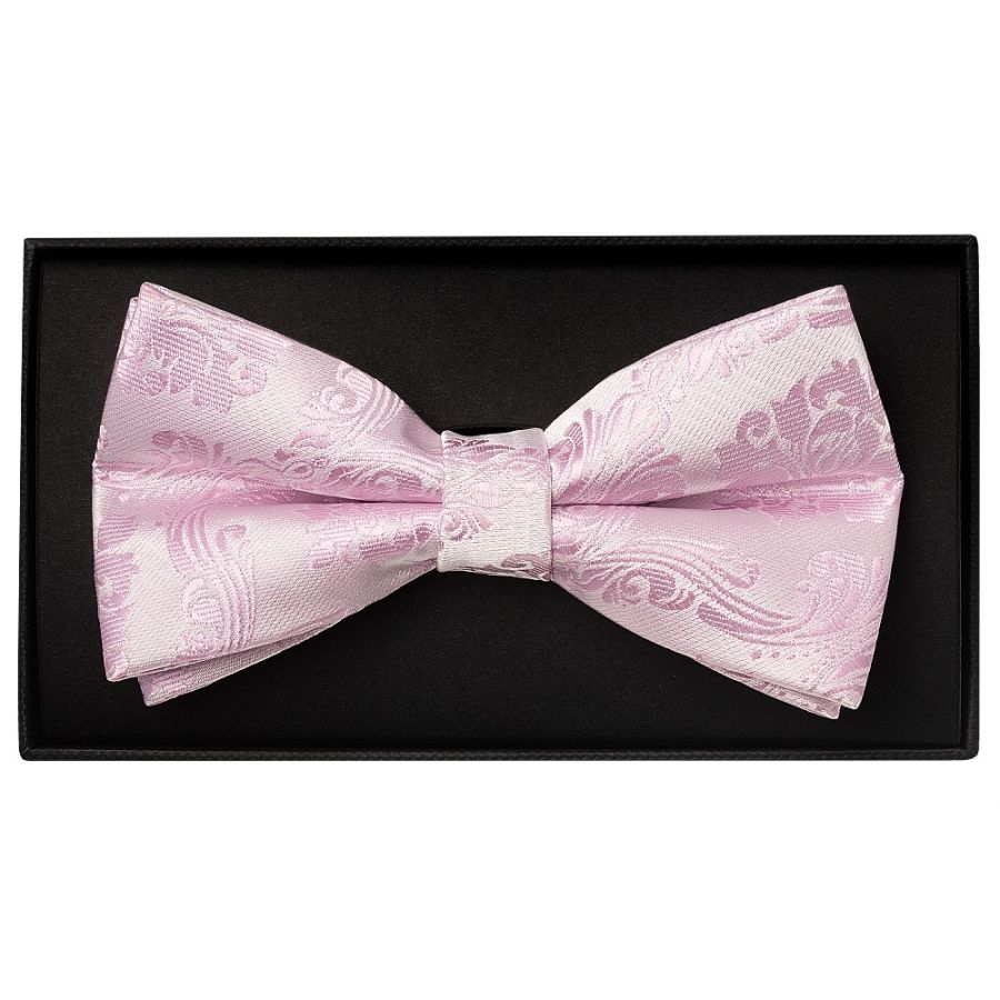 Light Dusty Pink Paisley Handmade Mens Bow Tie