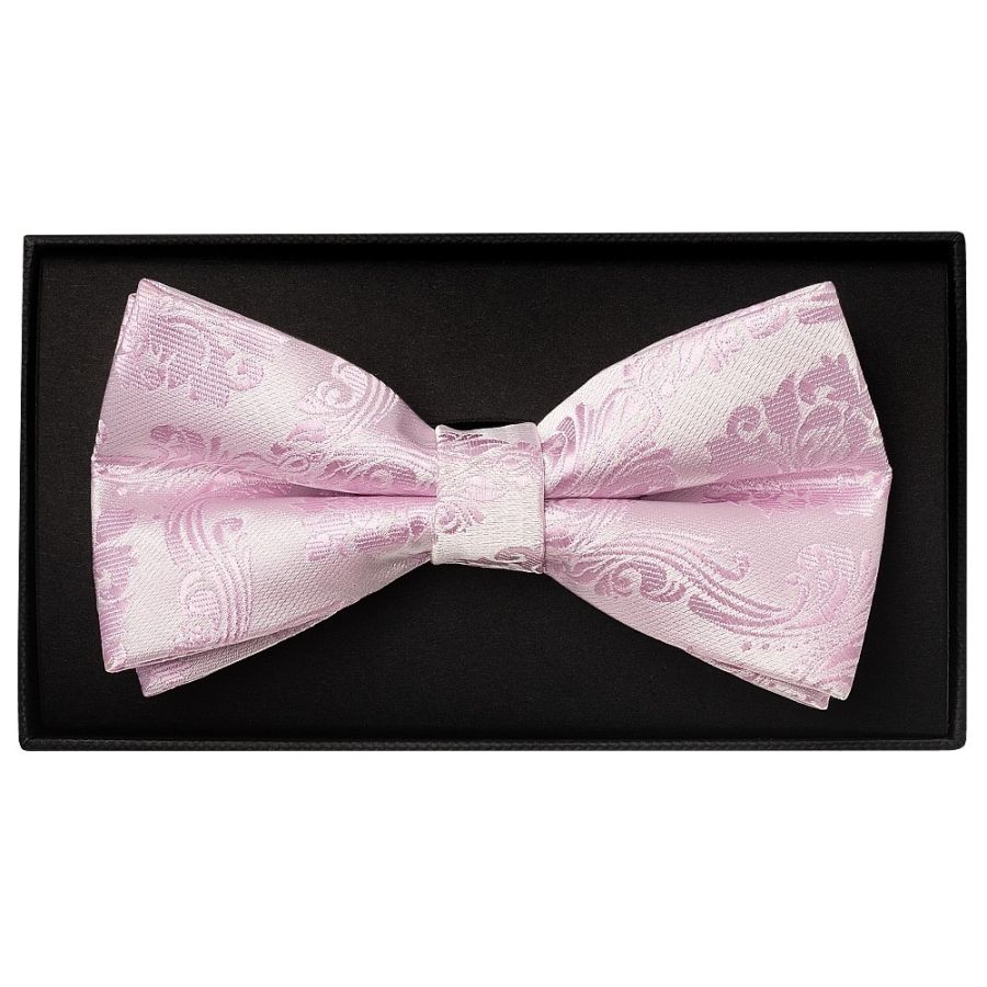 Light Dusty Pink Paisley Handmade Mens Bow Tie and Pocket Square Set