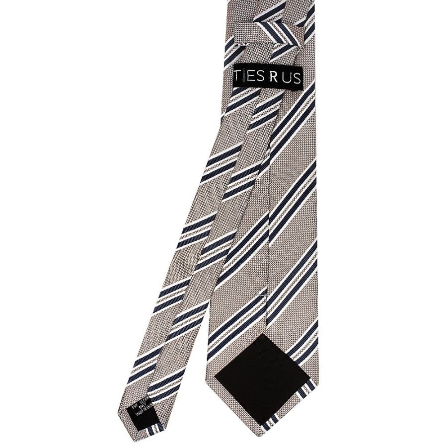 Silver Twin Stripe Classic Men's Tie and Pocket Square Set