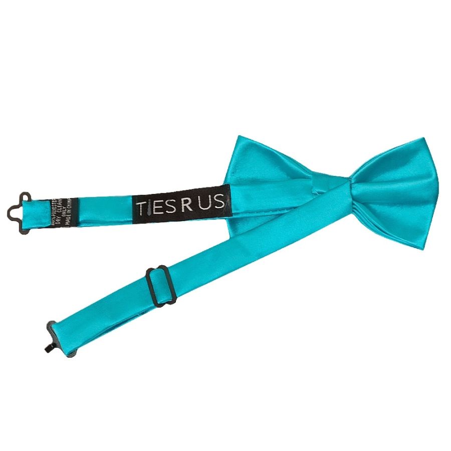 Pre Tied Turquoise Satin Boys Bow Tie Age 4-7