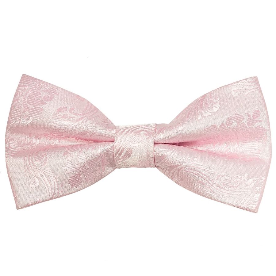 Pre Tied Blush Pink Paisley Boys Bow Tie Age 4-7