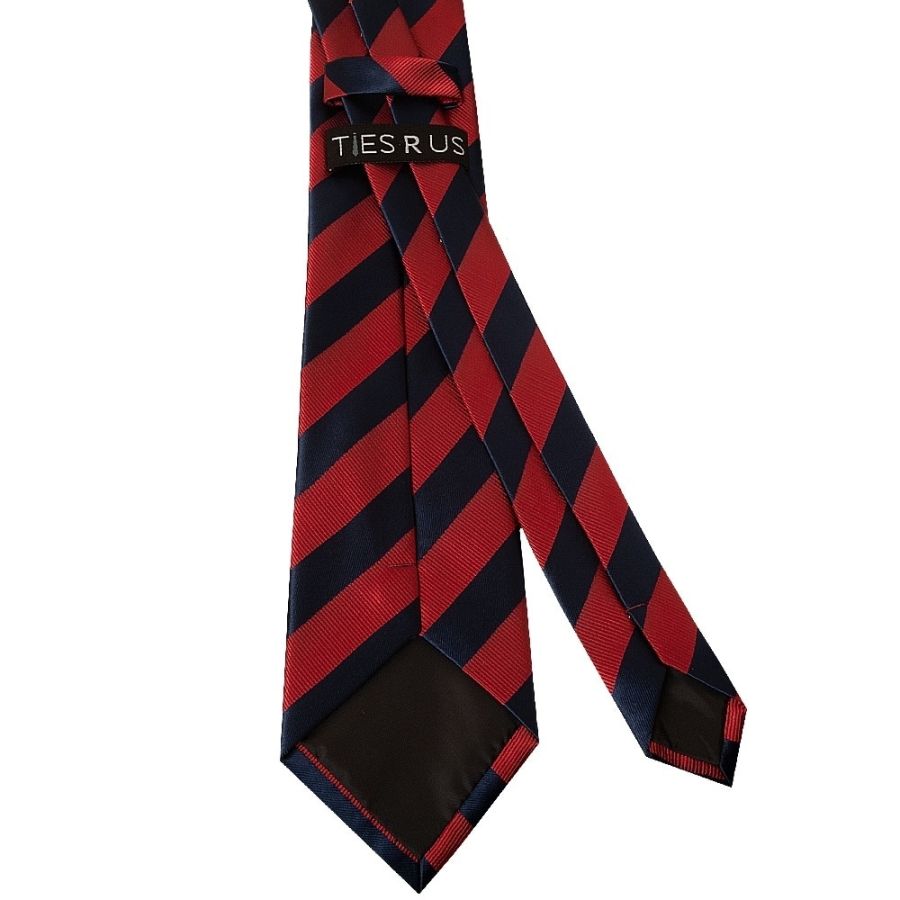 Navy and Red Striped Classic Men's Tie and Pocket Square Set