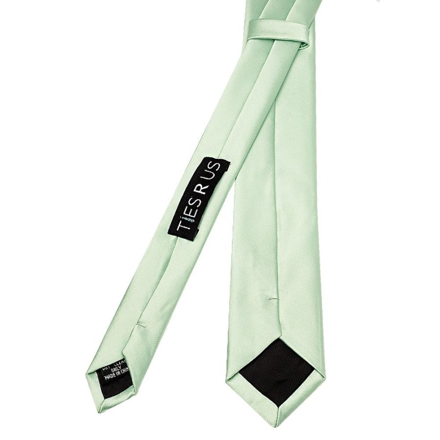 Pale Mint Boys Satin Skinny Tie and Pocket Square Set