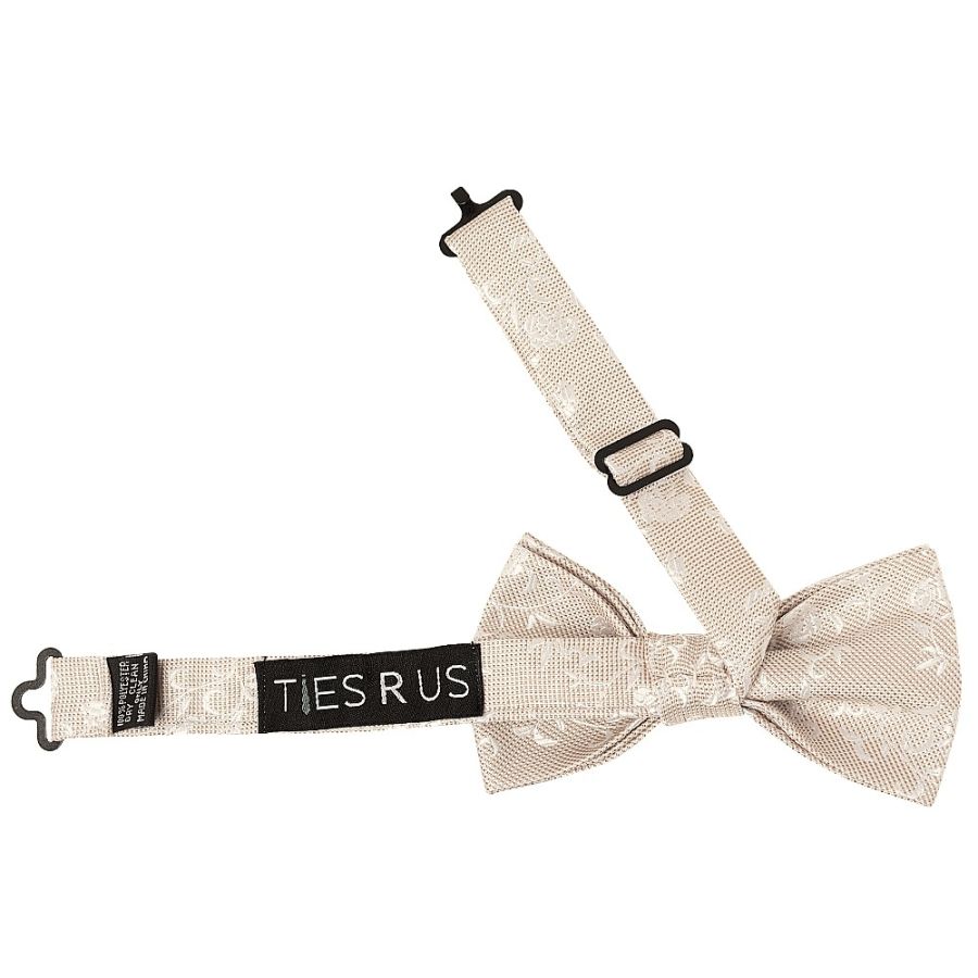 Pre Tied Champagne and White Floral Boys Bow Tie Age 4-7