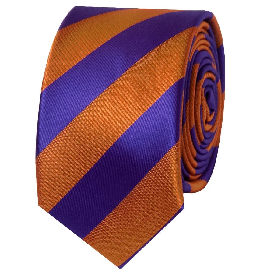 Purple and Orange Striped Skinny Men's Tie