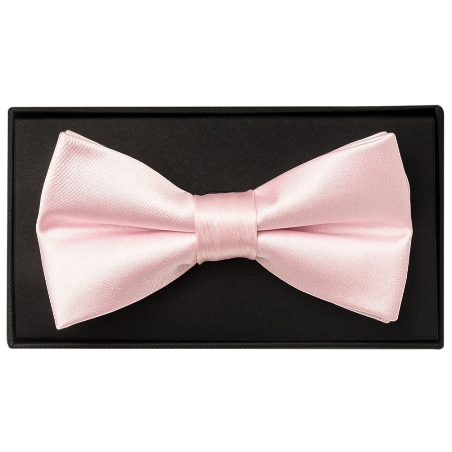 Plain Baby Pink Satin Mens Bow Tie