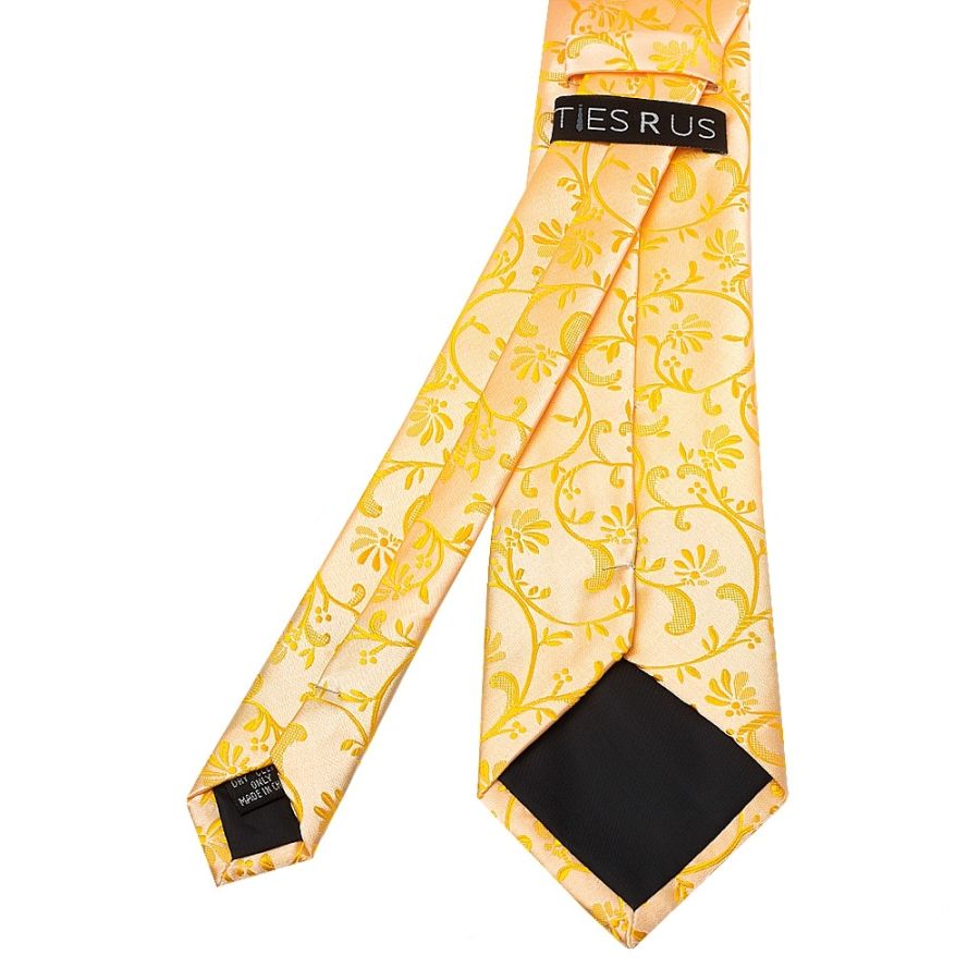 Bright Yellow Floral Classic Men's Tie and Pocket Square Set