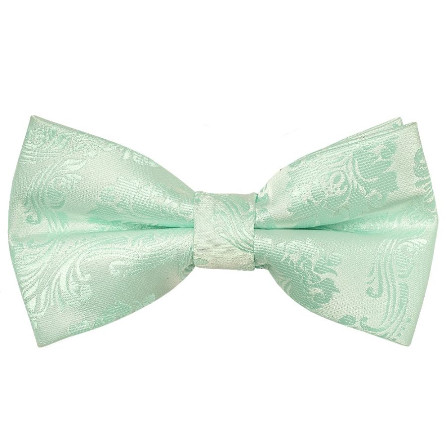 Pre Tied Mint Paisley Boys Bow Tie Age 8-11