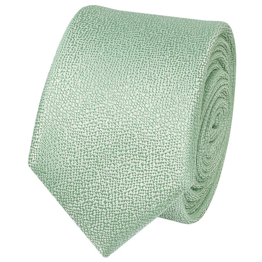 Plain Green Textured Silk Skinny Men's Tie and Pocket Square Set