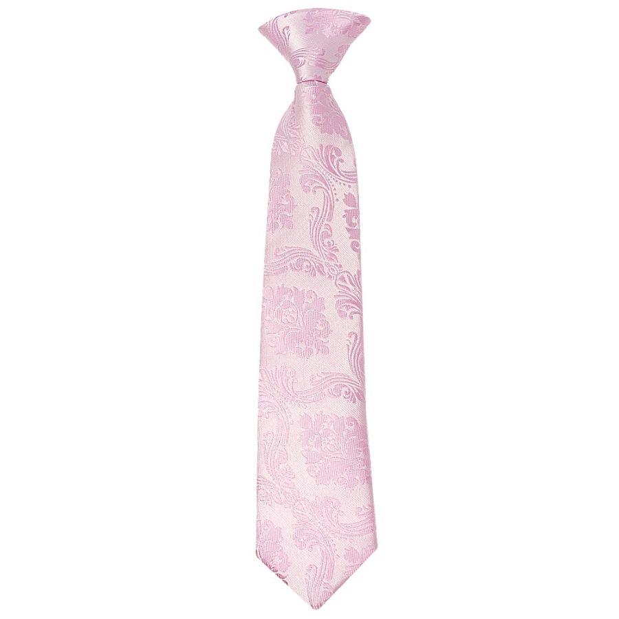 Pre Tied Light Dusty Pink Paisley Boys Tie Age 4-7