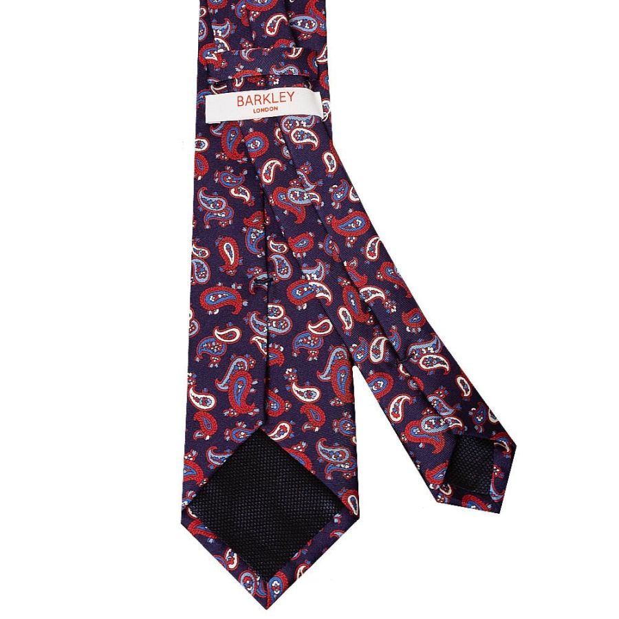 Navy with Red Mini Paisley Classic Men's Tie