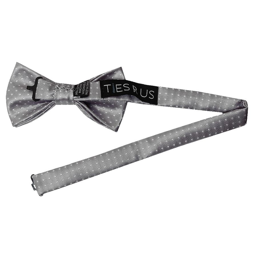 Handmade Silver And White Polka Dot Mens Bow Tie