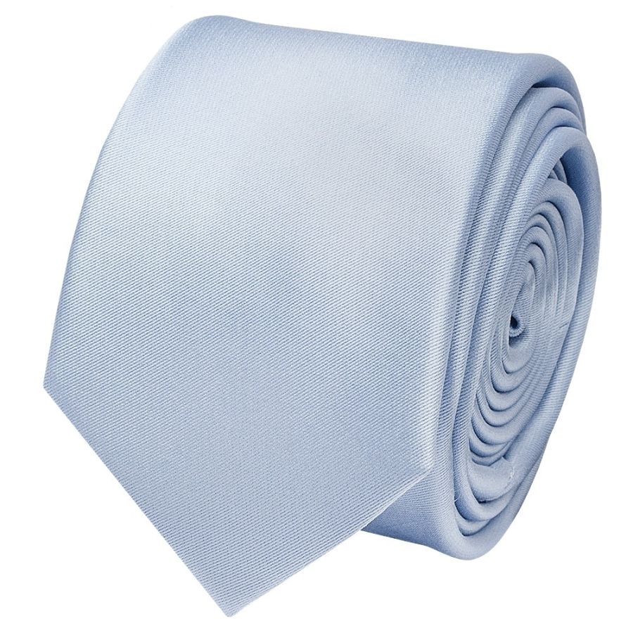 Plain Dusty Blue Boys Satin Skinny Tie and Pocket Square