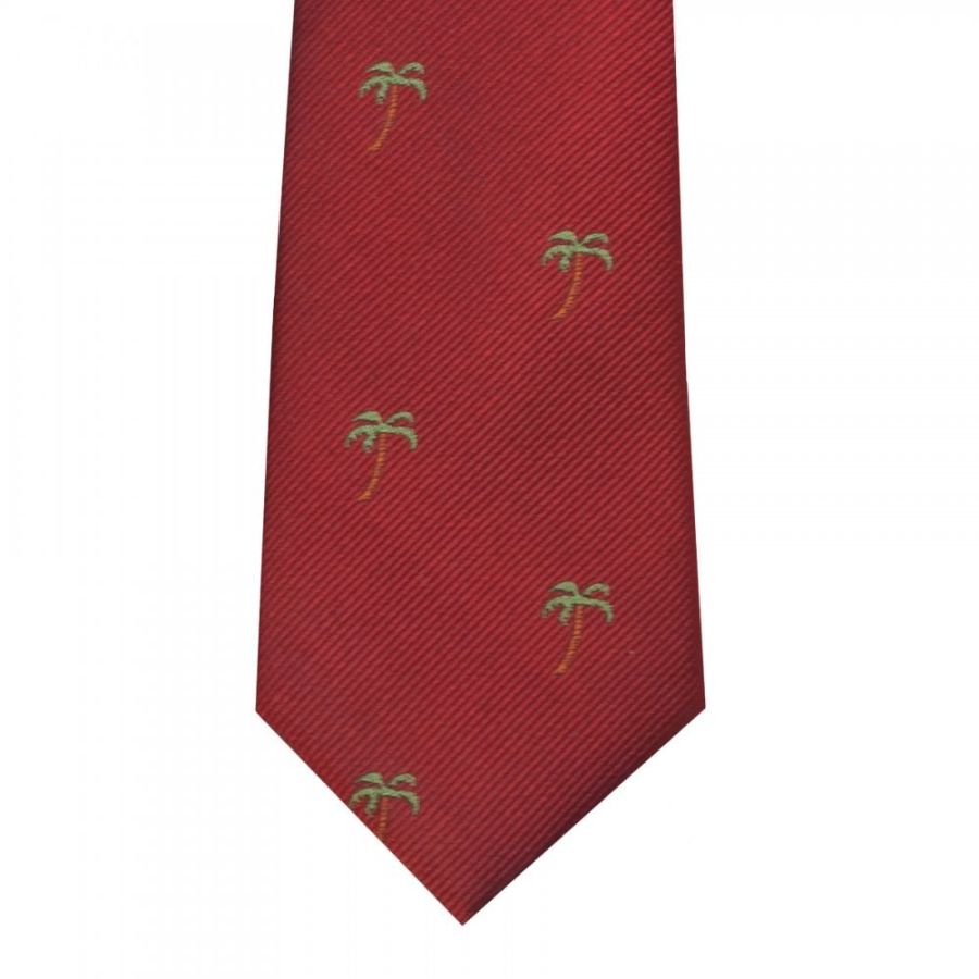 Burgundy Palm Tree Silk Skinny Men's Tie