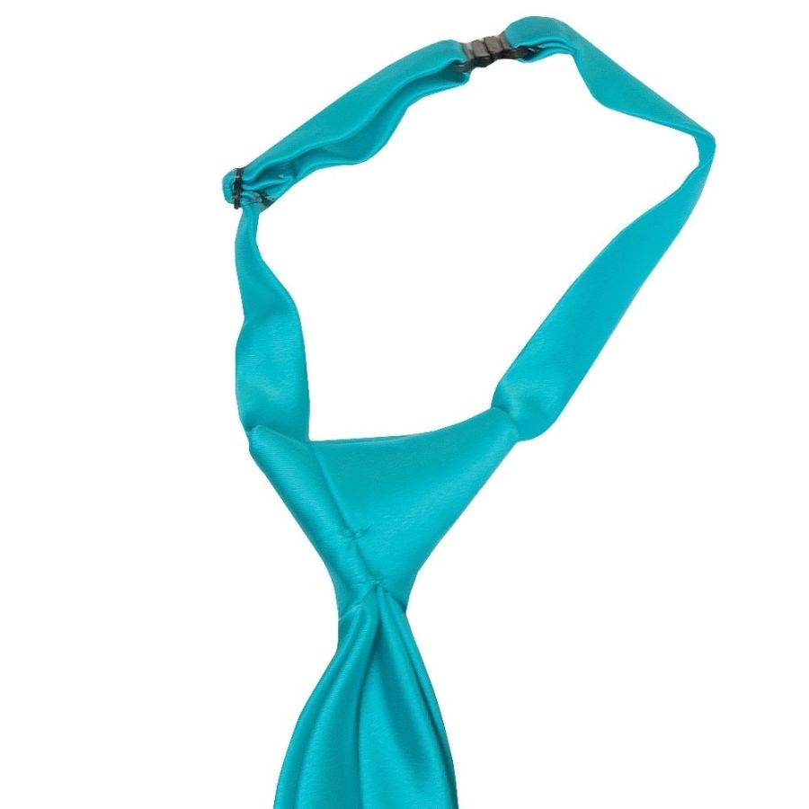 Pre Tied Turquoise Satin Boys Tie and Pocket Square Set Age 4-7