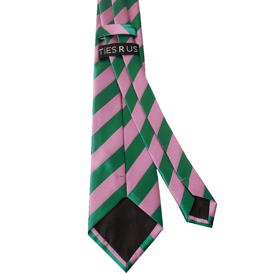 Pink and Green Striped Classic Men's Tie
