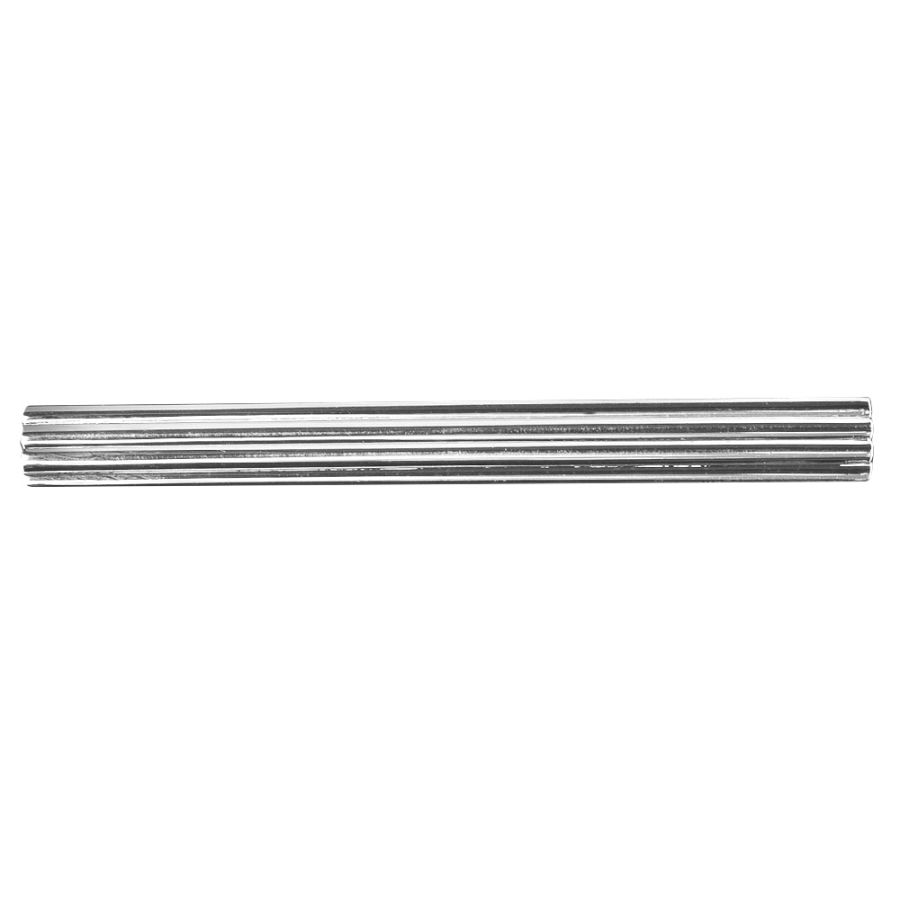 Silver Striped Metal Bar Tie Clip