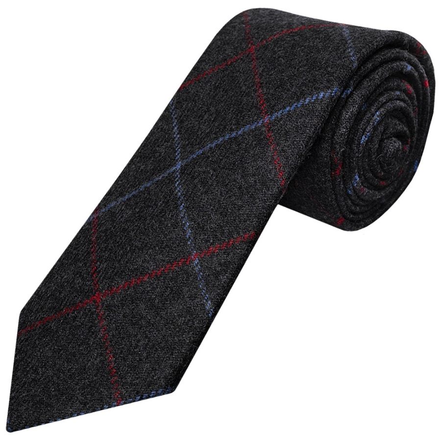 Mens Navy Check Classic Tie