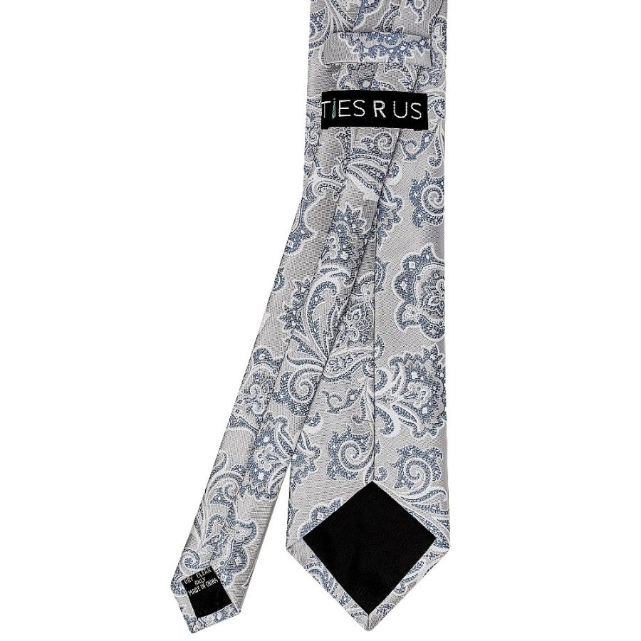 Silver and Blue Paisley Classic Men's Tie