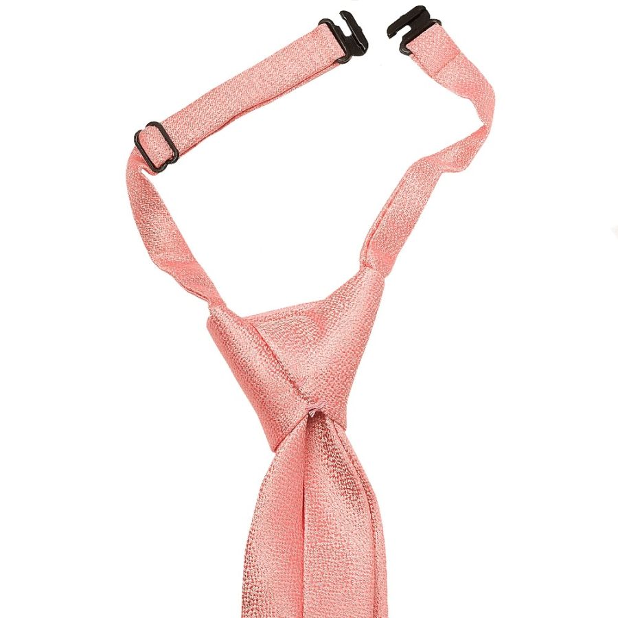 Pre Tied Pink Textured Silk Boys Tie Age 4-7