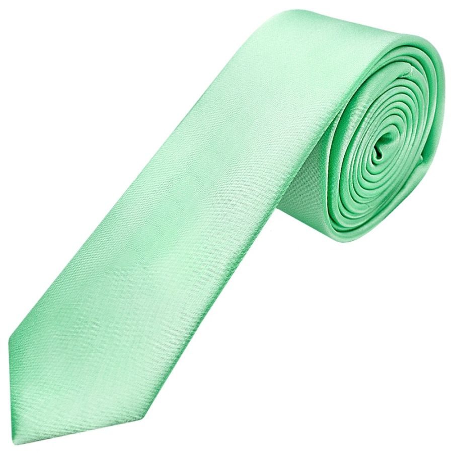Plain Seafoam Green Boys Satin Skinny Tie