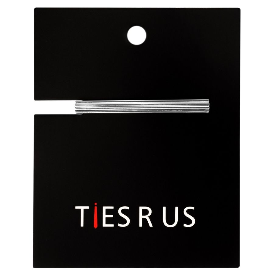 Silver Striped Metal Bar Tie Clip