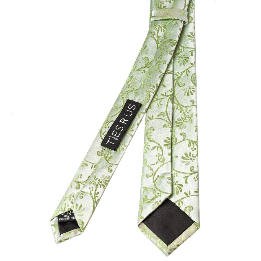 Sage Green Floral Skinny Boys Tie