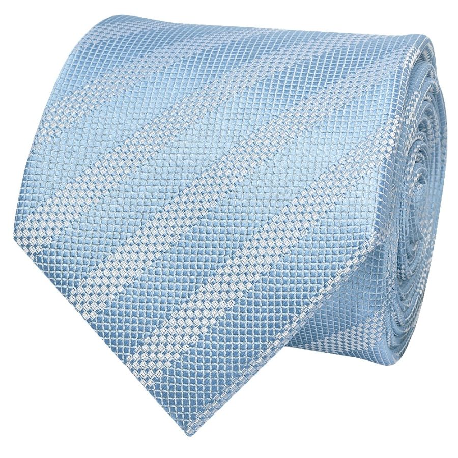 Mens Dusty Blue Textured Stripe Silk Classic Tie Pocket Square and Cufflinks Box Set