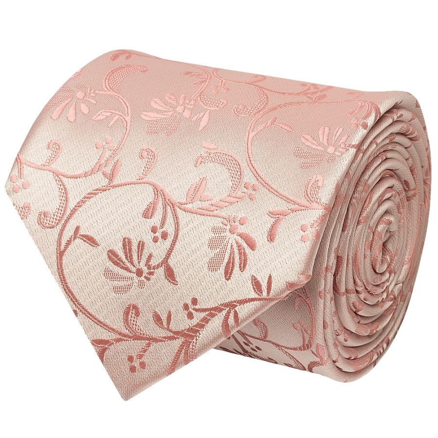 Rose Gold Floral Classic Men's Tie and Pocket Square Set
