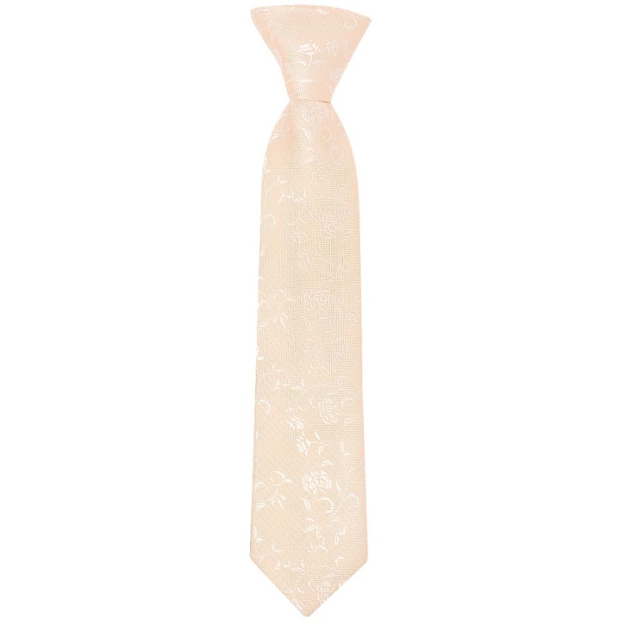 Pre Tied Light Peach and White Floral Boys Tie Age 4-7
