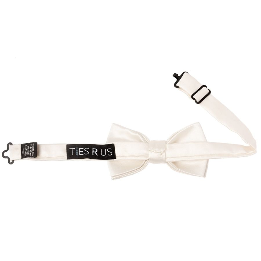 Pre Tied White Satin Boys Bow Tie Age 4-7