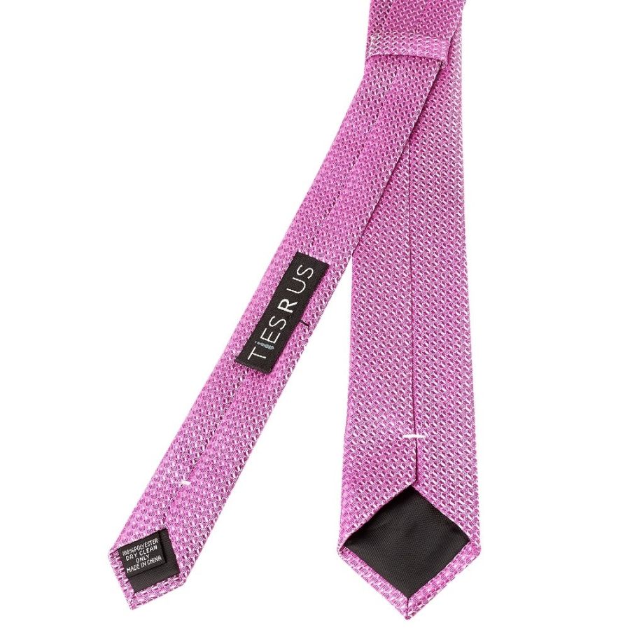 Hot Pink Textured Skinny Tie and Pocket Square Set