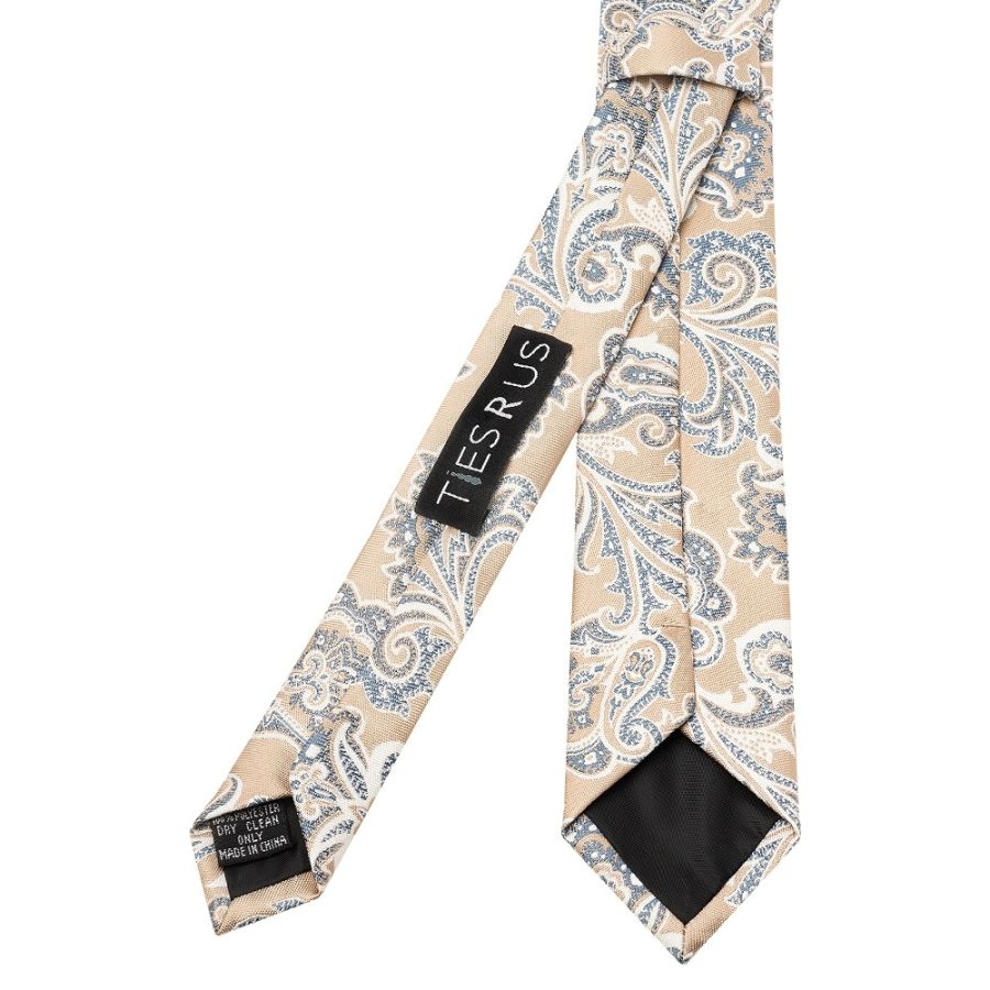 Champagne and Blue Paisley Skinny Men's Tie
