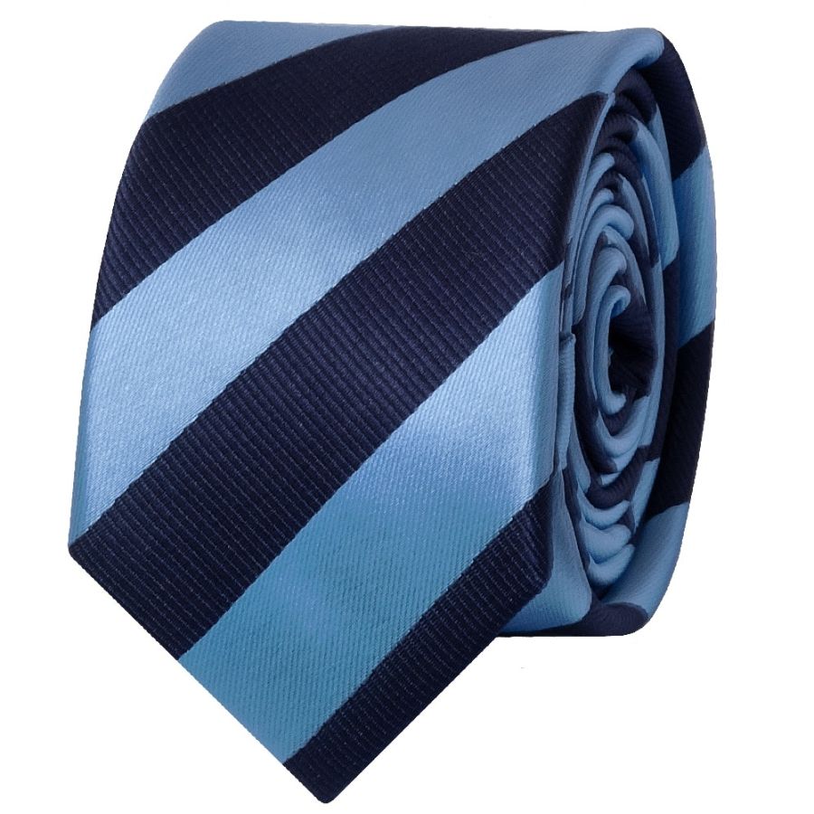 Navy and Light Blue Striped Skinny Men's Tie
