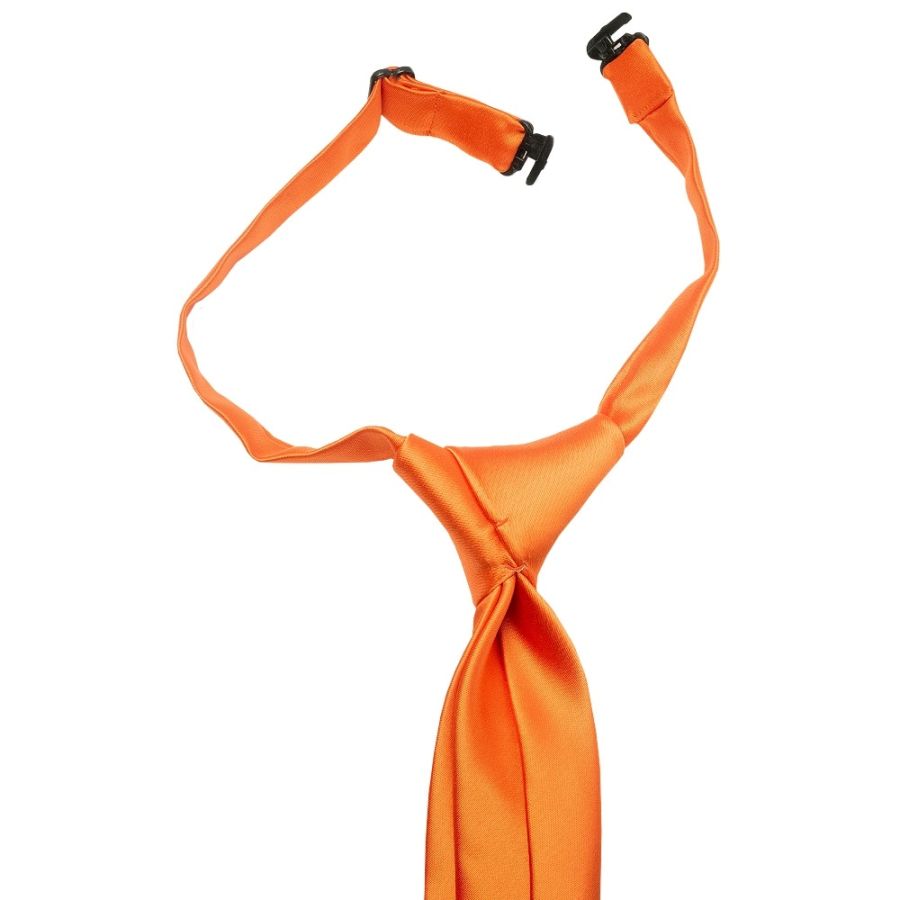 Pre Tied Orange Satin Boys Tie and Pocket Square Set Age 4-7
