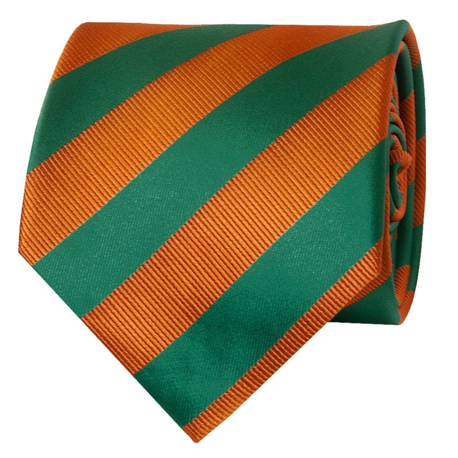 Orange and Green Striped Classic Men's Tie