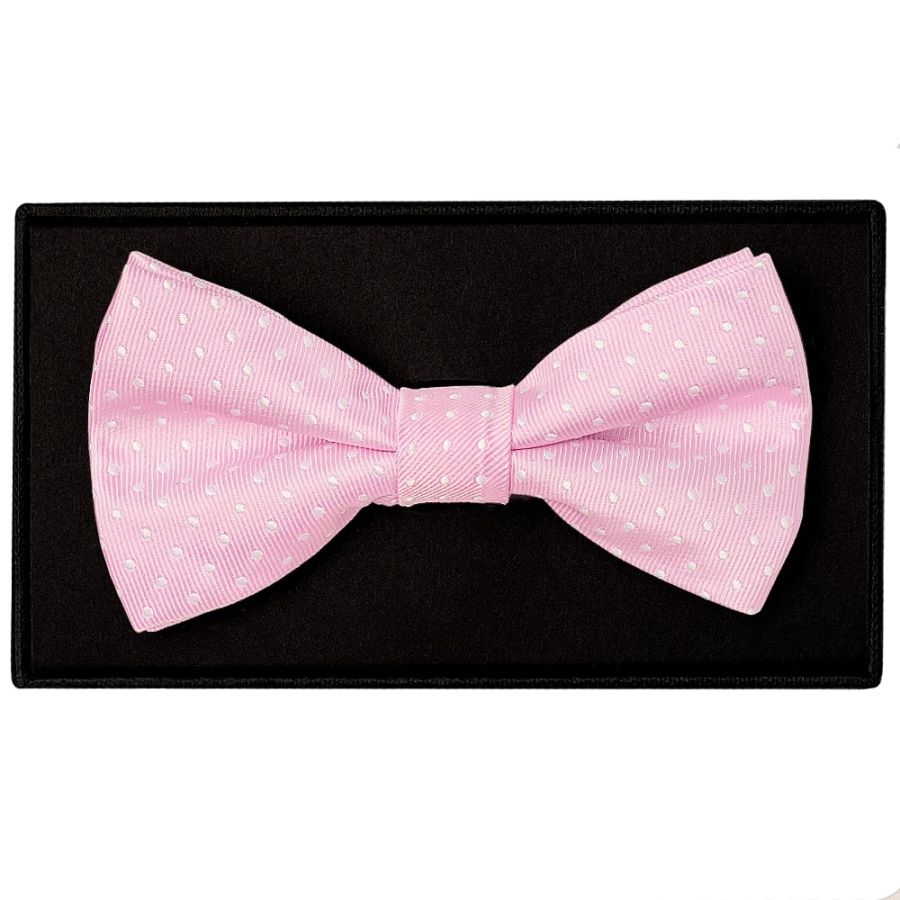 Handmade Pink And White Polka Dot Mens Bow Tie