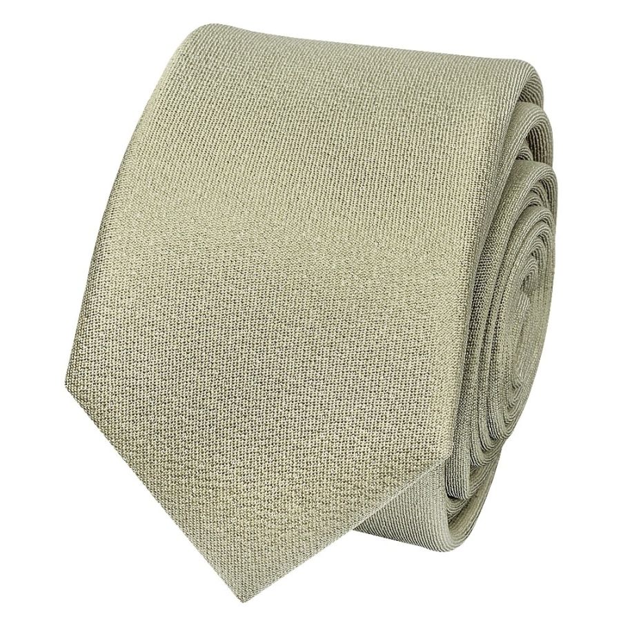 Plain Khaki Green Silk Skinny Boys Tie and Pocket Square Set