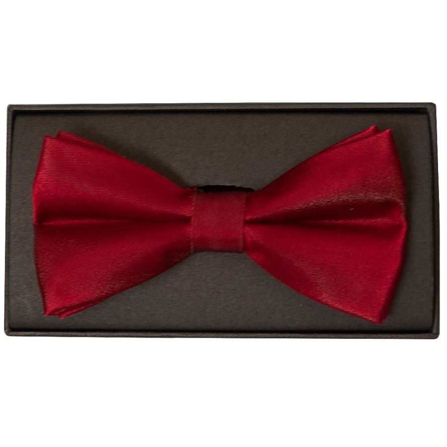 Plain Red Wine Satin Silk Mens Bow Tie