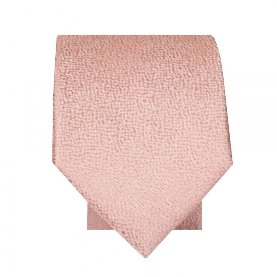 END OF SEASON STOCK Plain Rose Gold Textured Silk Skinny Boys Tie
