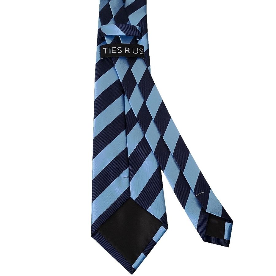 Navy and Light Blue Striped Classic Men's Tie and Pocket Square Set