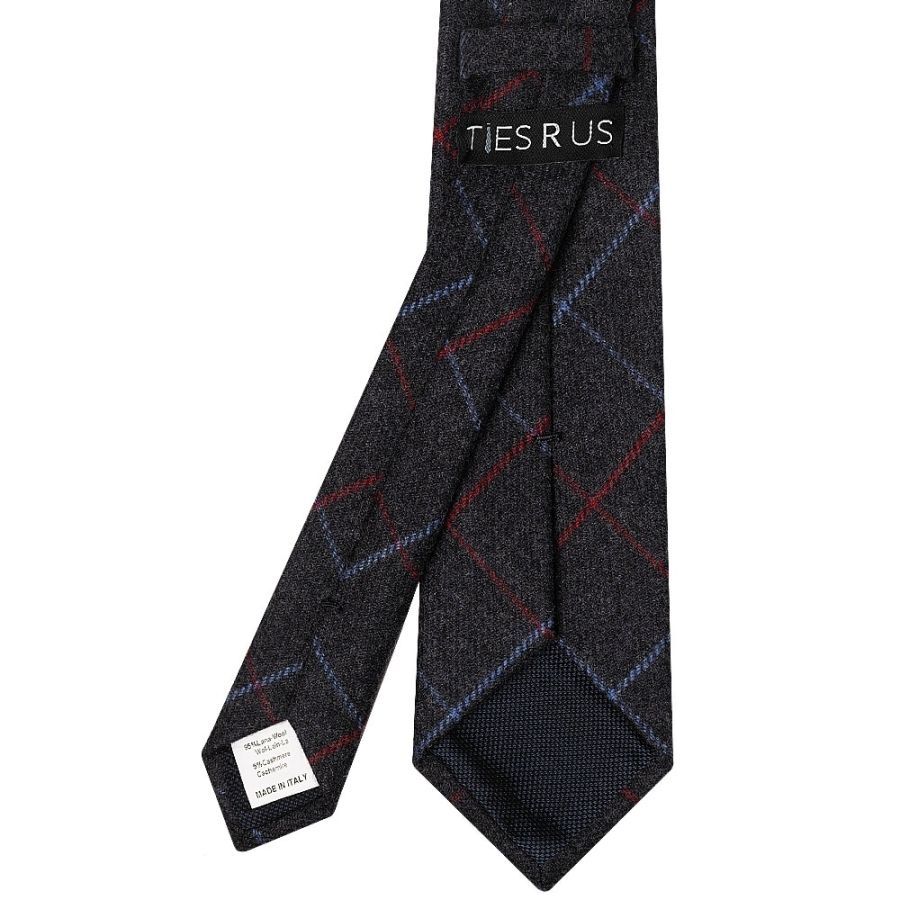 Mens Navy Check Classic Tie and Pocket Square Set