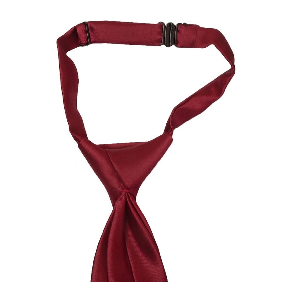 Pre Tied Maroon Satin Boys Tie and Pocket Square Set Age 4-7