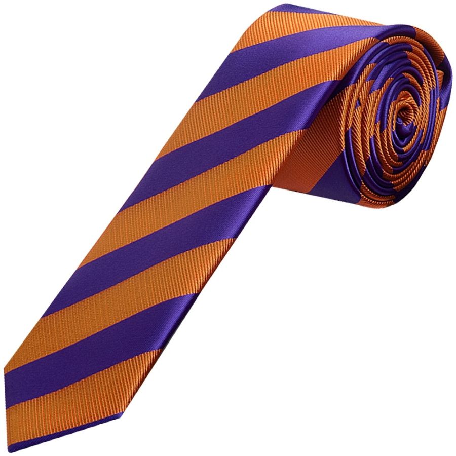 Purple and Orange Striped Skinny Men's Tie